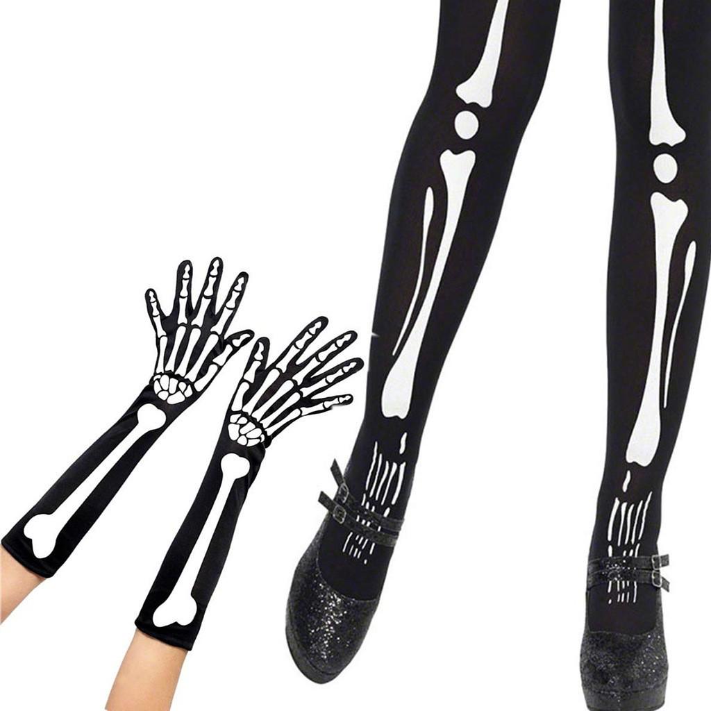 Halloween Bloodstained Skeleton Socks & Gloves Costume Props