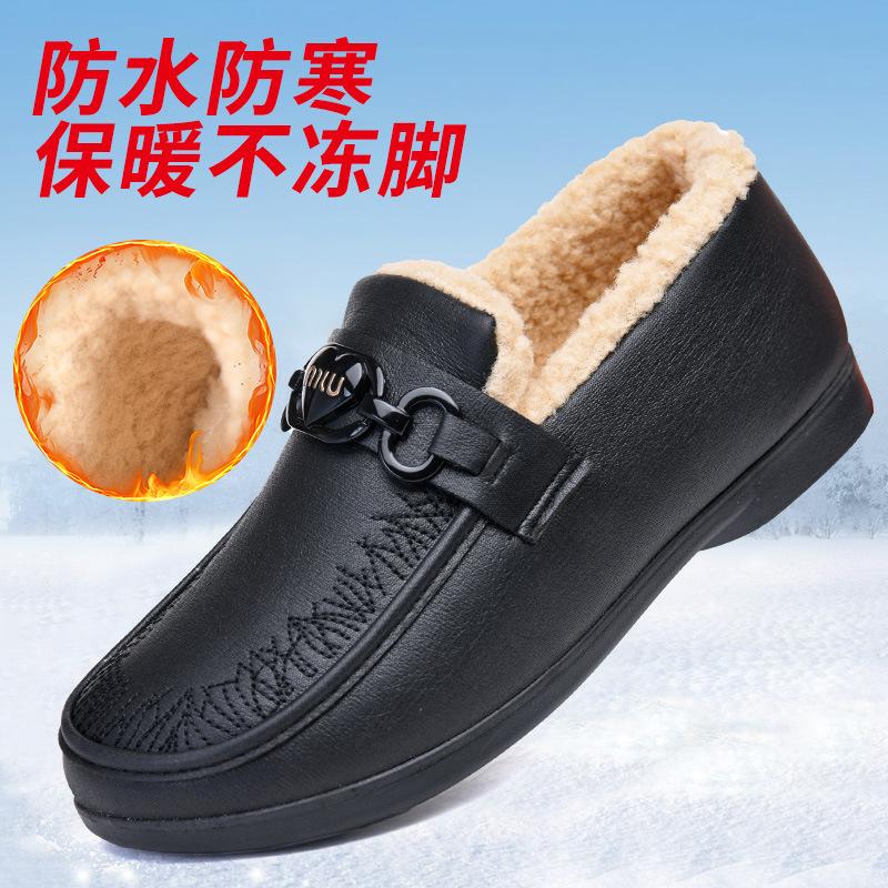 Processing and customization of new winter flat-bottomed cold-proof and waterproof women's cotton shoes, comfortable and casual velvet thickened warm