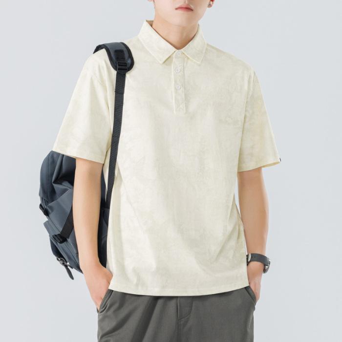 Lapel T-shirt Men Tie-dye Snowflake Cotton Summer Latest Comfortable Fit Leisure Top Men T-shirt M