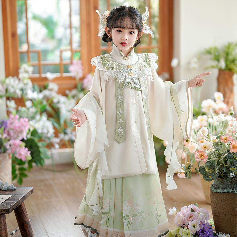 Hanfu Kids  Fairy Floral Costume - Chinese Style Spring/Autumn Tang Suit 110