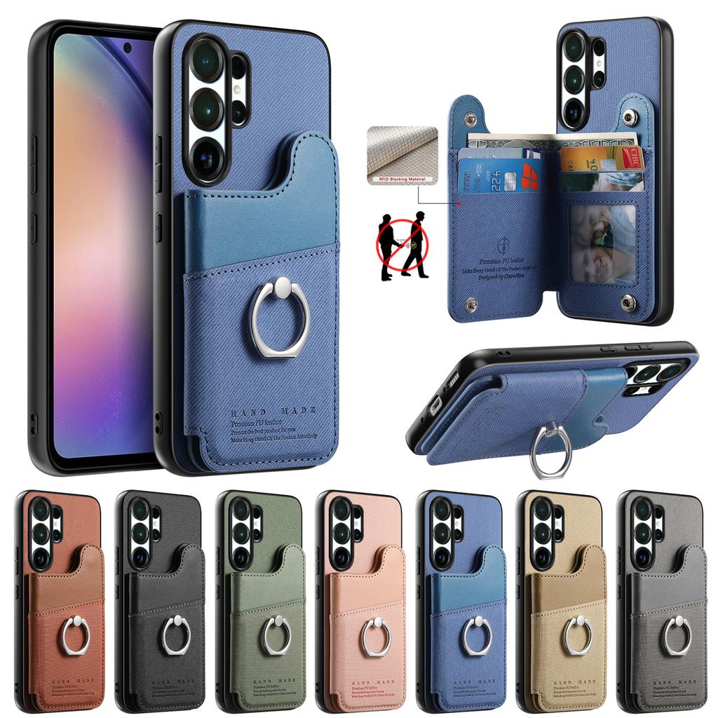 Luksusowy portfel z wzorem kowbojskim, uchwyt na pierścień, skórzane etui do Samsung S25 Ultra S24 Plus S23 A17 A07, gniazdo na kartę RFID, etui z podstawką