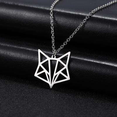 Cazador Hollow Fox Pendant Necklaces for Women Girls Cute Animal Neck Chains Stainless Steel Jewelry Birthday Gifts Wholesale