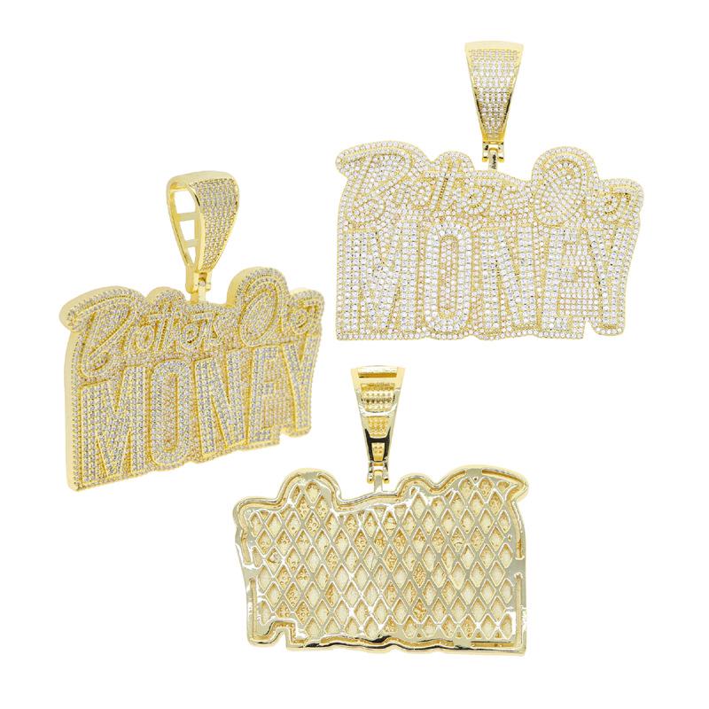 Hip-hop Zircon-Inlaid MONEY Letter Pendant Necklace - Trendy Men's Jewelry