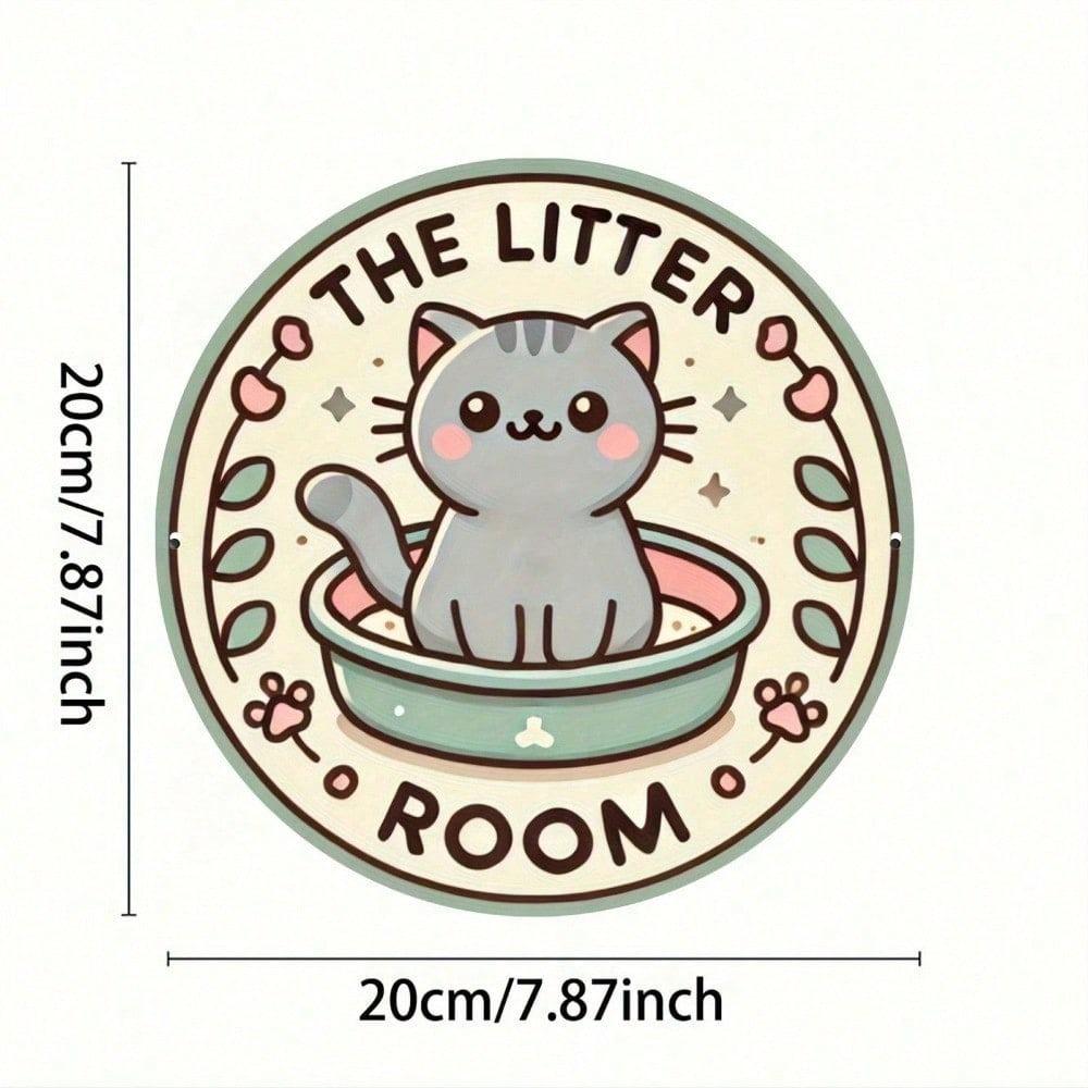 The Litter Room Cat Metal Sign Round 7.8x7.8 Inch Vintage Wall Decor for Bar Cafe Garage