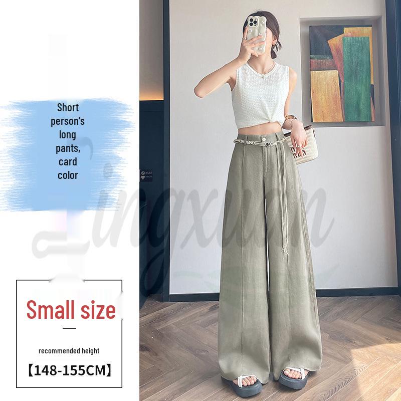 2026 Summer Tencel Linen High-Waist Wide-Leg Pants for Women Small