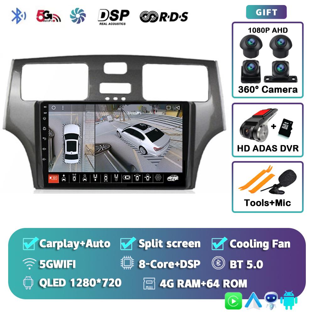 Radio samochodowe Android 14 Carplay Auto dla Lexus ES300 ES330 XV30 ES250 2001 2002 2003 2004 2005 2006 Odtwarzacz multimedialny Stereo 4G DSP