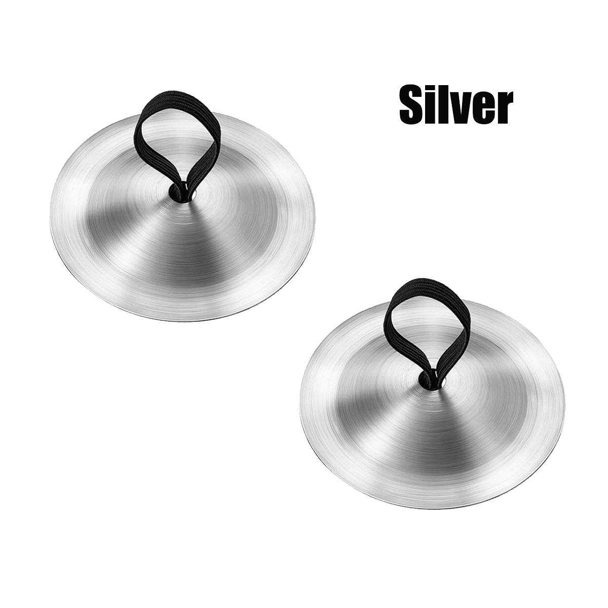 

Miwayer 2PCS Mini Finger Cymbals Elastic Band Belly Dance Hand Cymbals Polish Wear-Resistant for Performances Easy to Use серебряный
