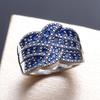New 2022 New Trend Wedding Rings for Women Crystal/Blue CZ Anniversary Party Female Finger-ring Luxury Wide Finger Jewelry