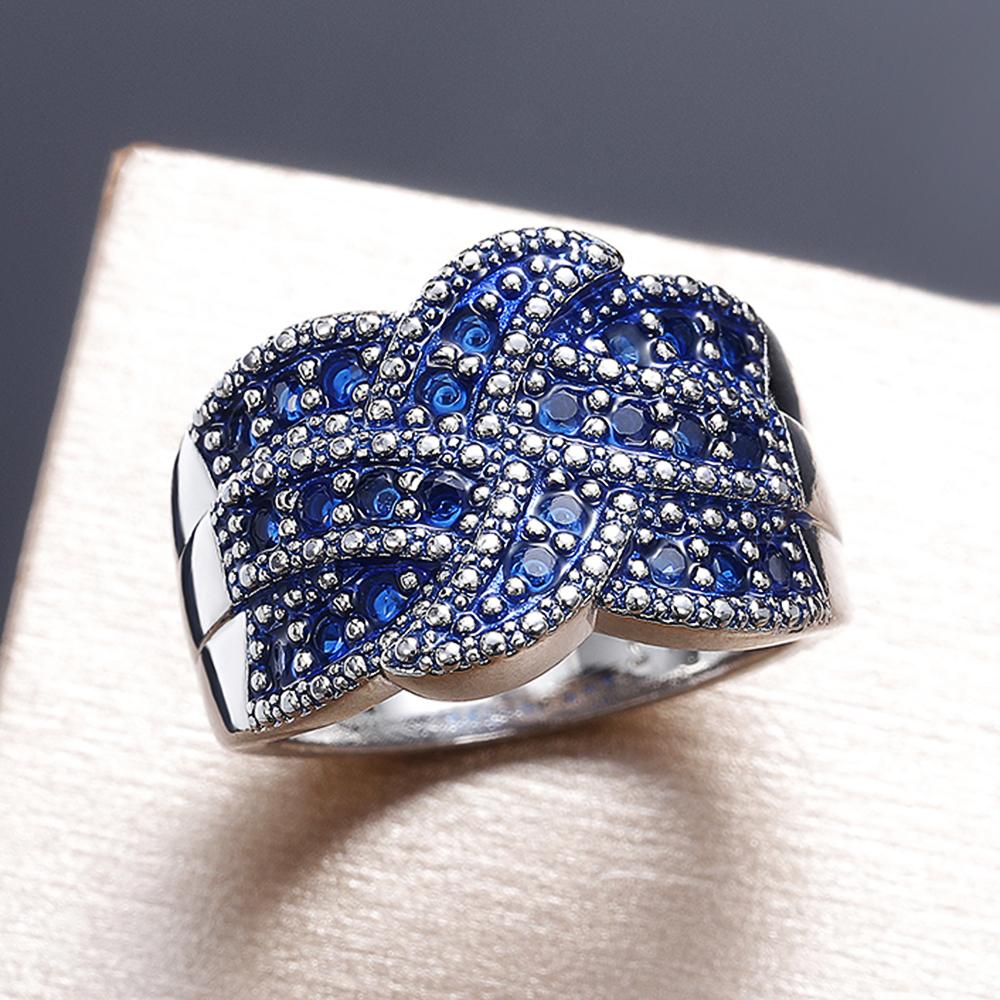 New 2022 New Trend Wedding Rings for Women Crystal/Blue CZ Anniversary Party Female Finger-ring Luxury Wide Finger Jewelry