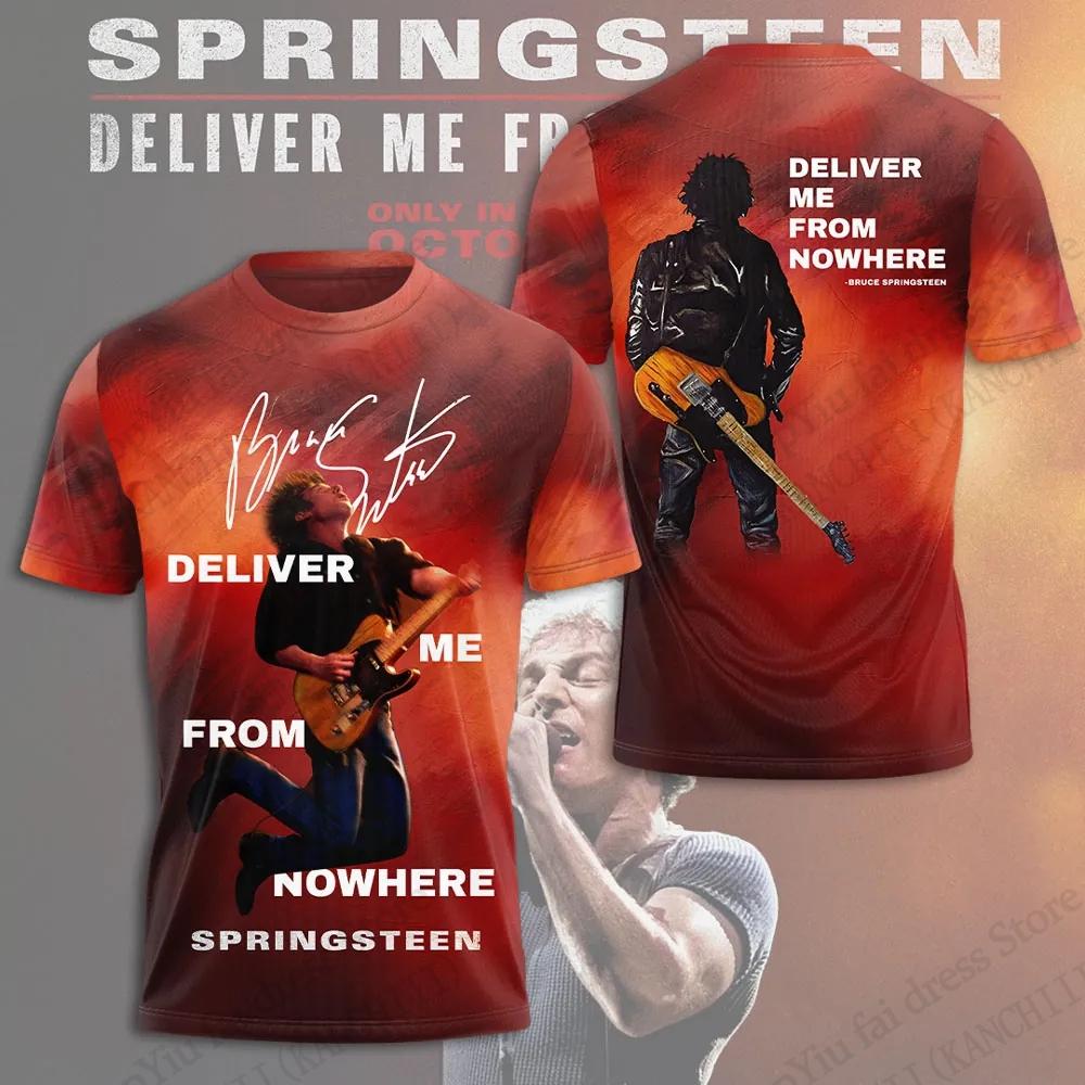 Classic Rock Band Bruce Springsteen 3D Print T-shirts Fashion Hip Hop Short Sleeve Men's T-shirts - Soft Medium Stretch Summer Relaxed Fit Clothing