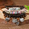 Boho Beaded Stack Bracelet Set, Multi-Layer Wood & Turquoise Bead Bracelet for Women, Bohemian Casual Beach Jewelry