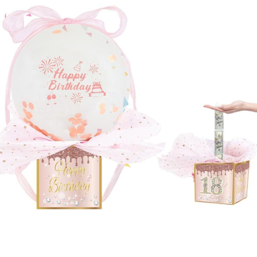 Party Decorations Folding Bounce Gifts Box Happy Birthday Pop Up Explosion Surprise Jumping Box with Confetti