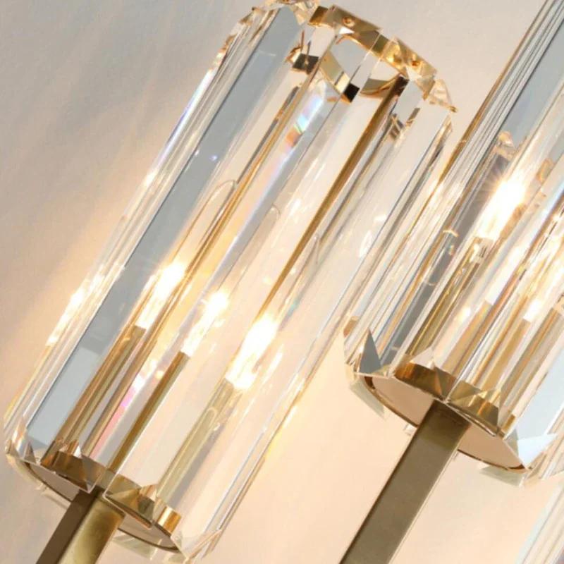 Postmodern Crystal Luxury Living Room Gold Wall Lamp Simple Bedroom Background High-end LED Indoor Lighting Fixtures Sconce