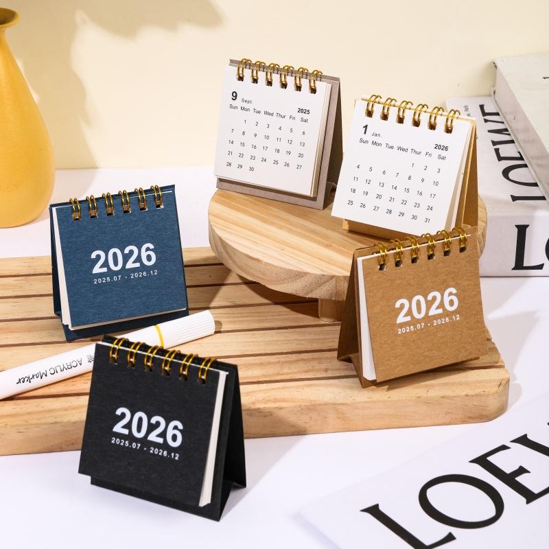 English 2026 2026 Mini Simple Small Desk Calendar Pocket Portable Daily Memo Calendar Planner Desktop Decor Office Stationery