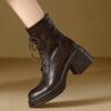 Women's High Heel Boots Thick Heel 7cm Strap Women's Boots Rear Zipper Thick Sole Splicing Short Boots Women Shoes