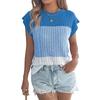 Women's Casual Loose,fitting Knitted Sleeveless Color,block Top