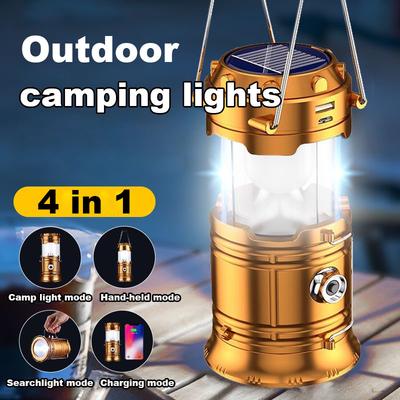 Torcia LED Solare Ricaricabile Portatile Telescopica Lampada Fiamma Torcia Emergenza Per Escursioni All'aperto Tenda Appesa Luce da Campeggio