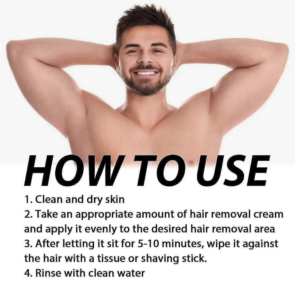 Gentle Men's Hair Removal Cream  Moisturizing, NonIrritating Formula with Tea Extract, Coconut  Almond Oils  Fast, Easy, Deep Clean for Smooth, Elas