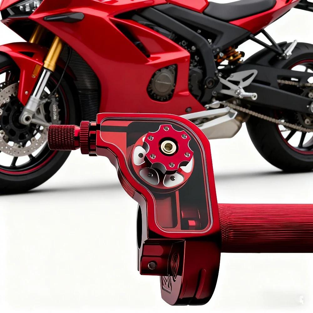 For ATV Quad Bike Motocross Moped Scooter Bike CNC Aluminum Parts 7/8" 22mm Universal Motorcycle Accelerator Throttle Twist Grip,Red.