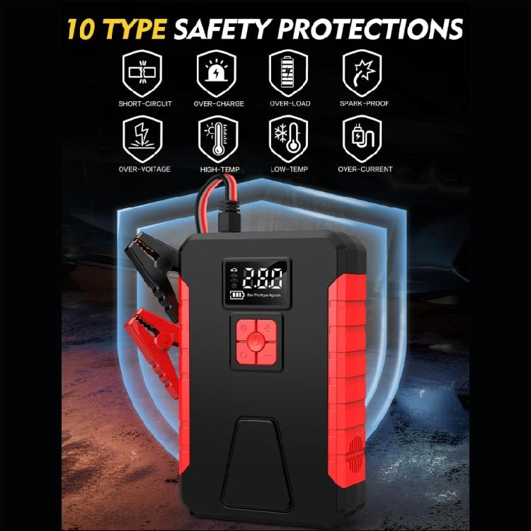 Multiple Protection 12V Auto Jump Starter With Air Compressor Supports Quick Engine Ignition Multifunction Battery Booster