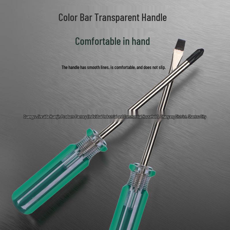 Crystal Color No. 22 Transparent Handle 6-in-1 Magnetic Screwdriver, 4" Black Head, Phillips & Flathead