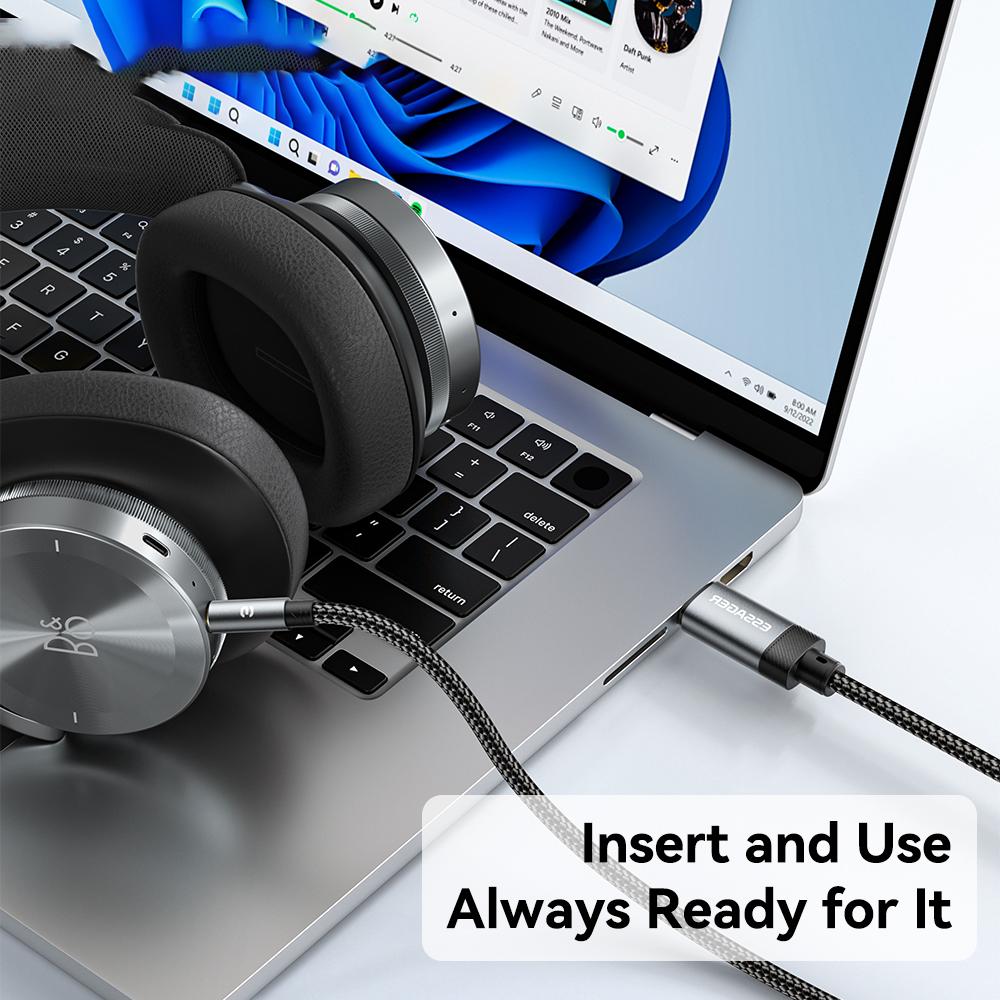 ESSAGER ES-YP22 Type-C To 3.5mm Audio Adapter Cable for Phones/Tablets Reversible Connector