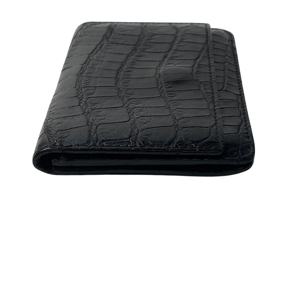 Gebrauchtes BOTTEGAVENETA Kartenetui schwarz Krokodil Herren