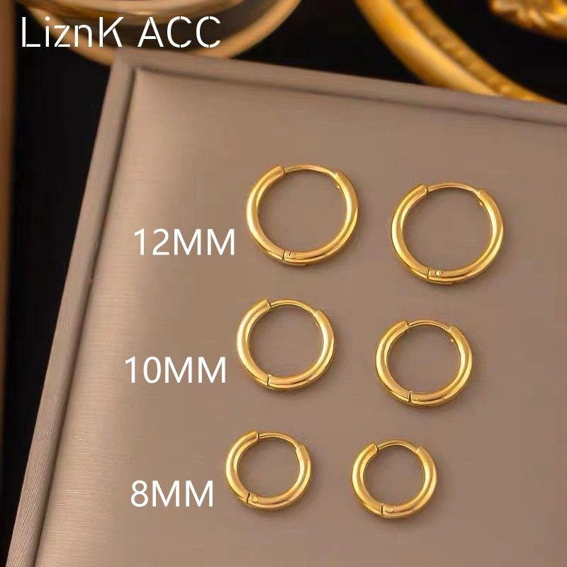 

Steel Gold Eardrop Earring 2024 Japan and South Korea New Arrival Easiest for Match Special-Interest Design Classy Circle Ear Studs Ear Clip Women 8mm +10mm +12mm (three pairs)