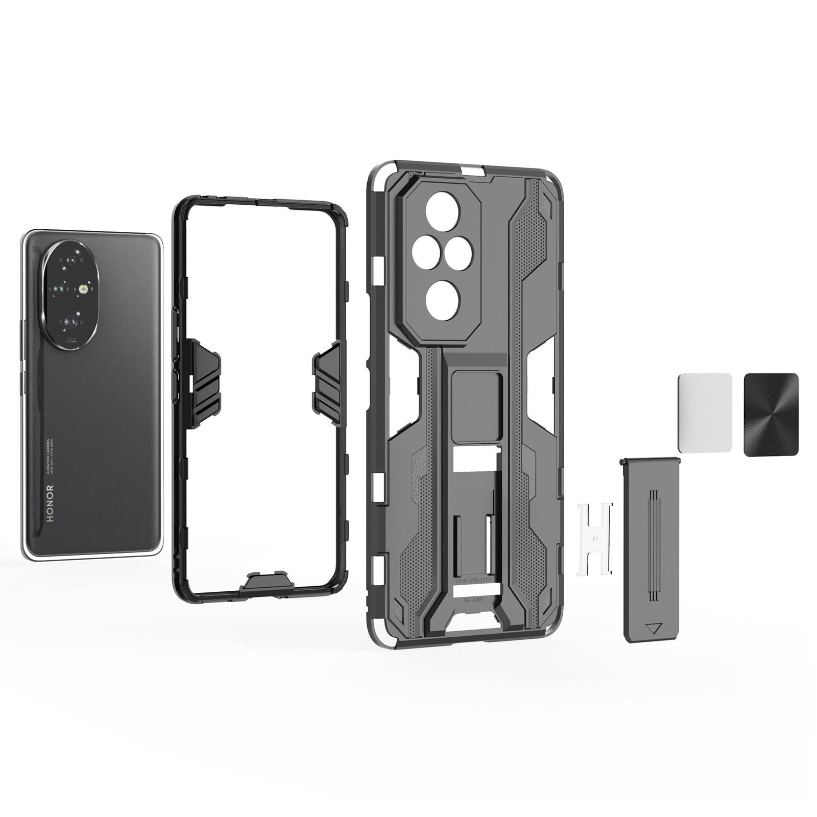 

For Honor 200 Pro 5G Case PC+TPU Drop Protective Cover Hidden Kickstand Red