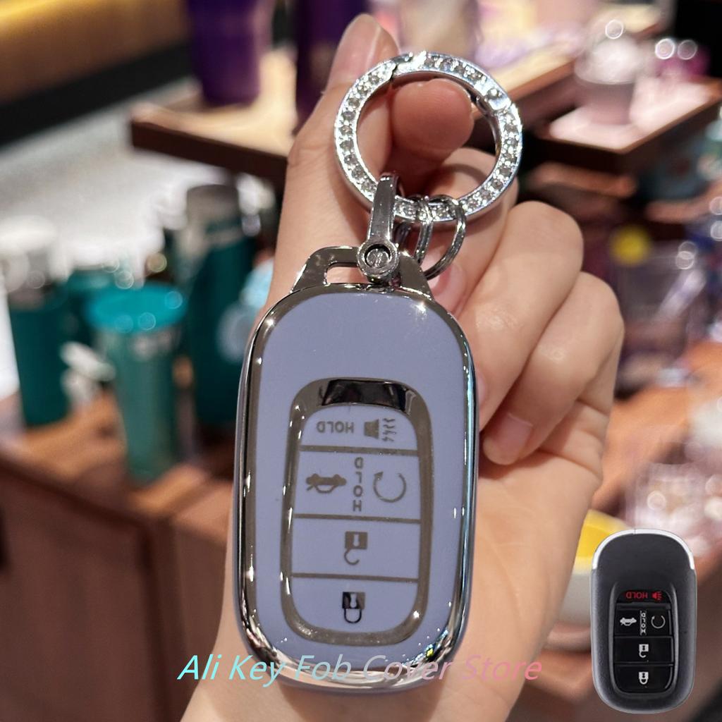 Key Fob Cover Car Keychain Lanyard for Honda 2022 2023 2024 Civic Accord HR-V Pilot CR-V Car Key Case Protector Holder Shel