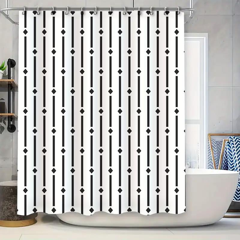 

Modern Bath Curtain With Black White Stripes Pattern For Bathroom Decor Waterproof Shower Curtain For Bathtub Or Stand-Up Tub 72 W60H190(CM)-1 Pcs