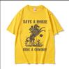 Peter Anor Save A Horse Ride A Cowboy Men's pattern print T-shirt Harajuku Retro Casual T-shirt 100% pure cotton Short sleeve