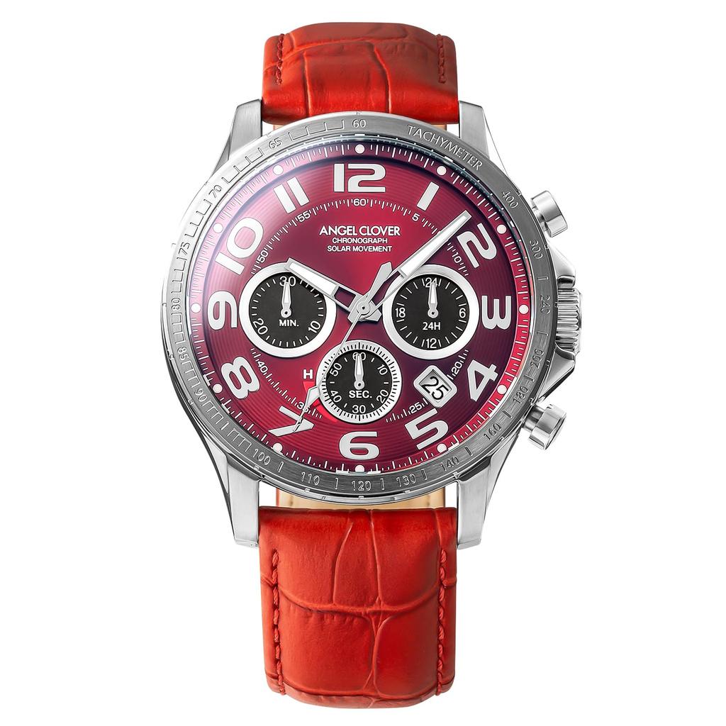 Angel Clover Watch TIME CRAFT SOLAR Solar Battery 100m Water Resistant Mineral Glass Red Dial Stainless Steel Red [AngelClover] NTCS44SSBK-BK Men's