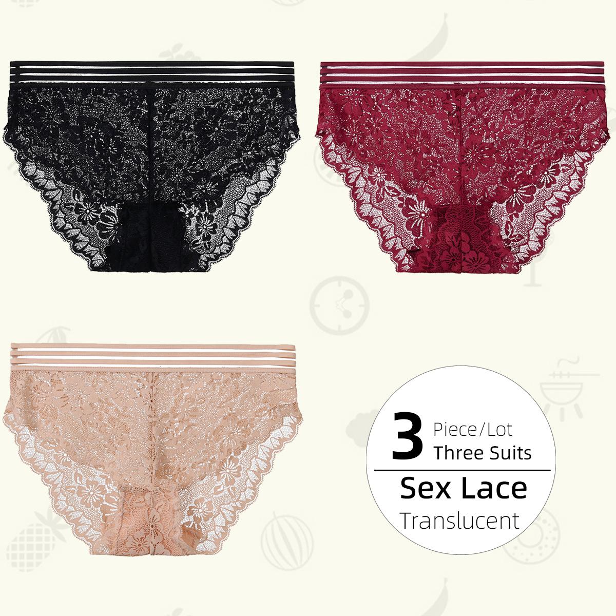 

Кружевные женские трусики со средней посадкой, сексуальные дышащие женские трусы, полупрозрачные женские трусы L