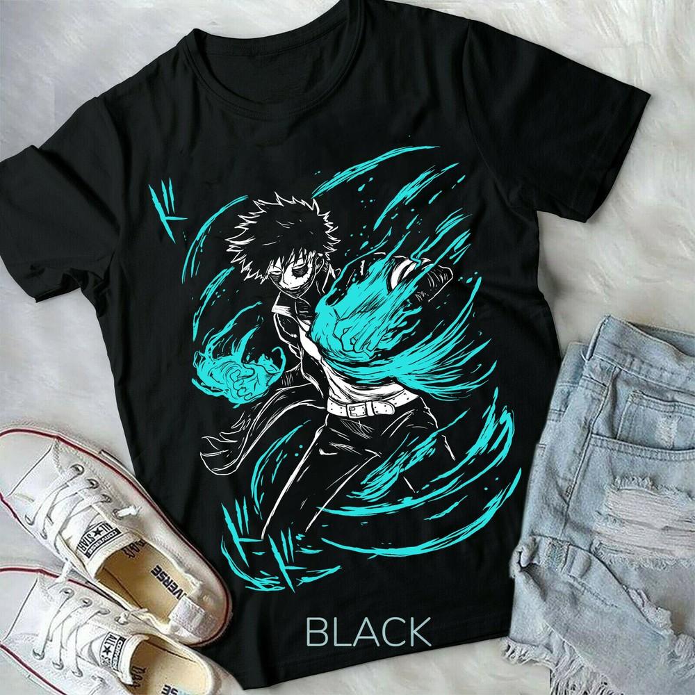 

Dabi Blue t-shirt my hero academia,mha,toya todoroki mha black shirt all size 3XL