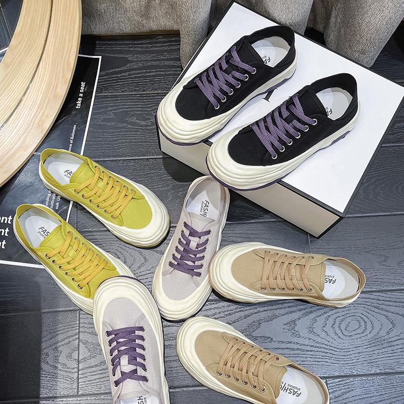 New Spring Casual Canvas Breathable Flat-soled Height-increasing Women's Sports Shoes Non-slip Comfortable Running Shoes NO: 801