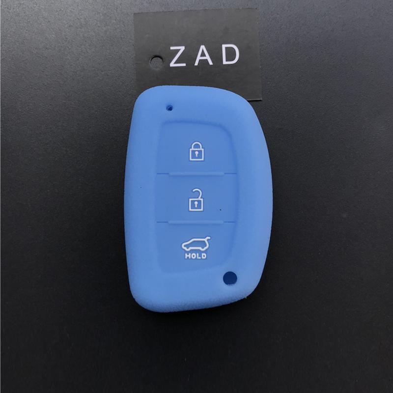 ZAD 3 button silicone rubber car key case cover holder set for hyundai tucson mister ix35 solaris i25 i30 accent smart key case