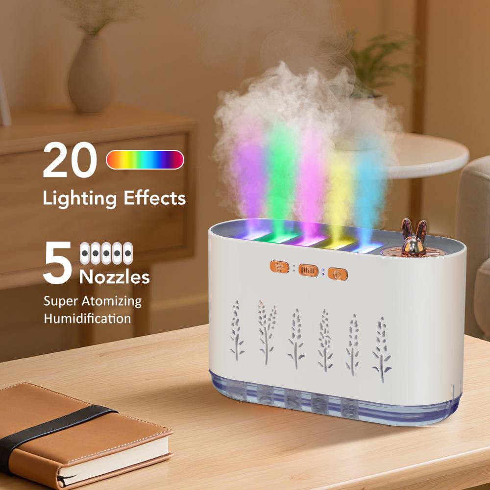 Humidifier with Aroma Diffuser & Night Light 7-Color LED Lights Music-Sensing Humidifier Air Diffuser with Timer for Home Office