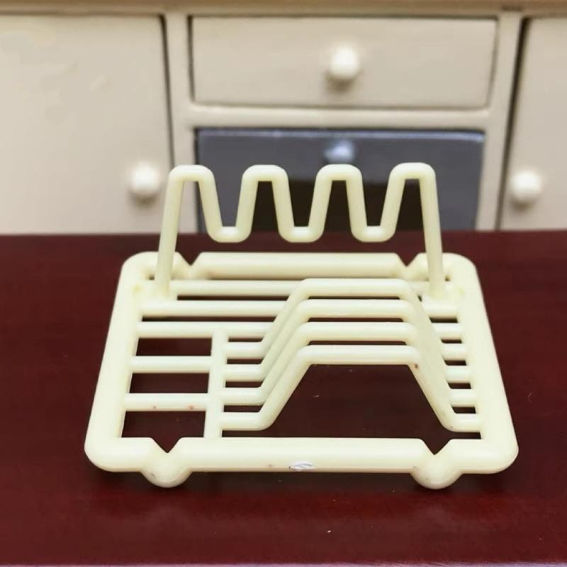 Miniature Dish Rack Model Figurine Kitchenware Shelf For 1/12 Scale Doll House Decoration Kitchen Scene Arrangement
