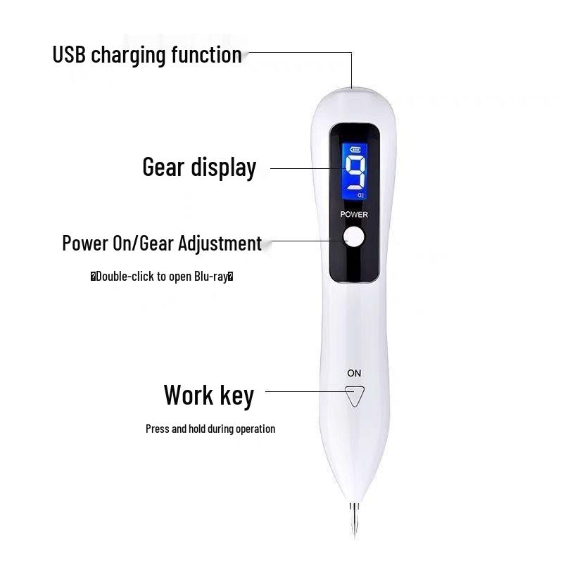 Home Use LCD 9-Speed Mole & Spot Removal Pen - White Beauty Instrument