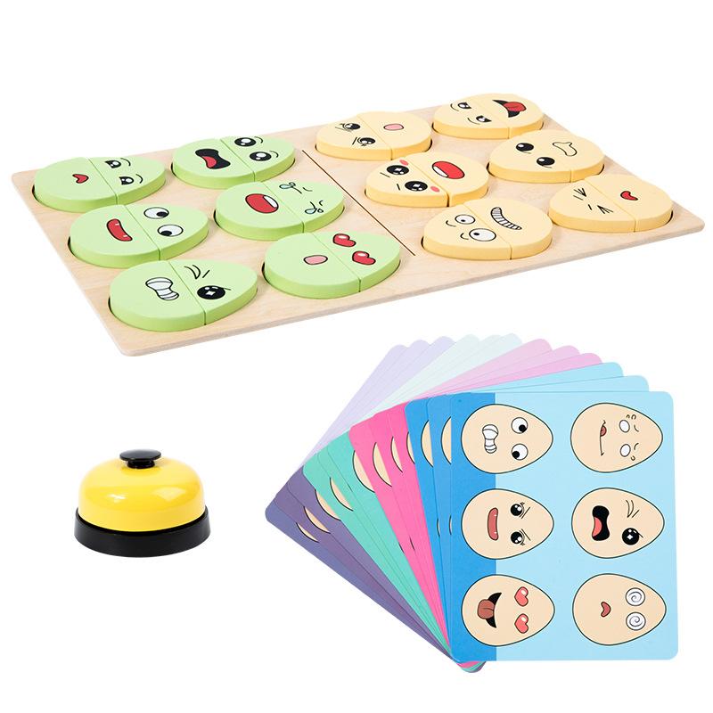 Wooden Children'S Early Education Fun Expression Egg Matching Game Battle Training Interactive Educational Toy
