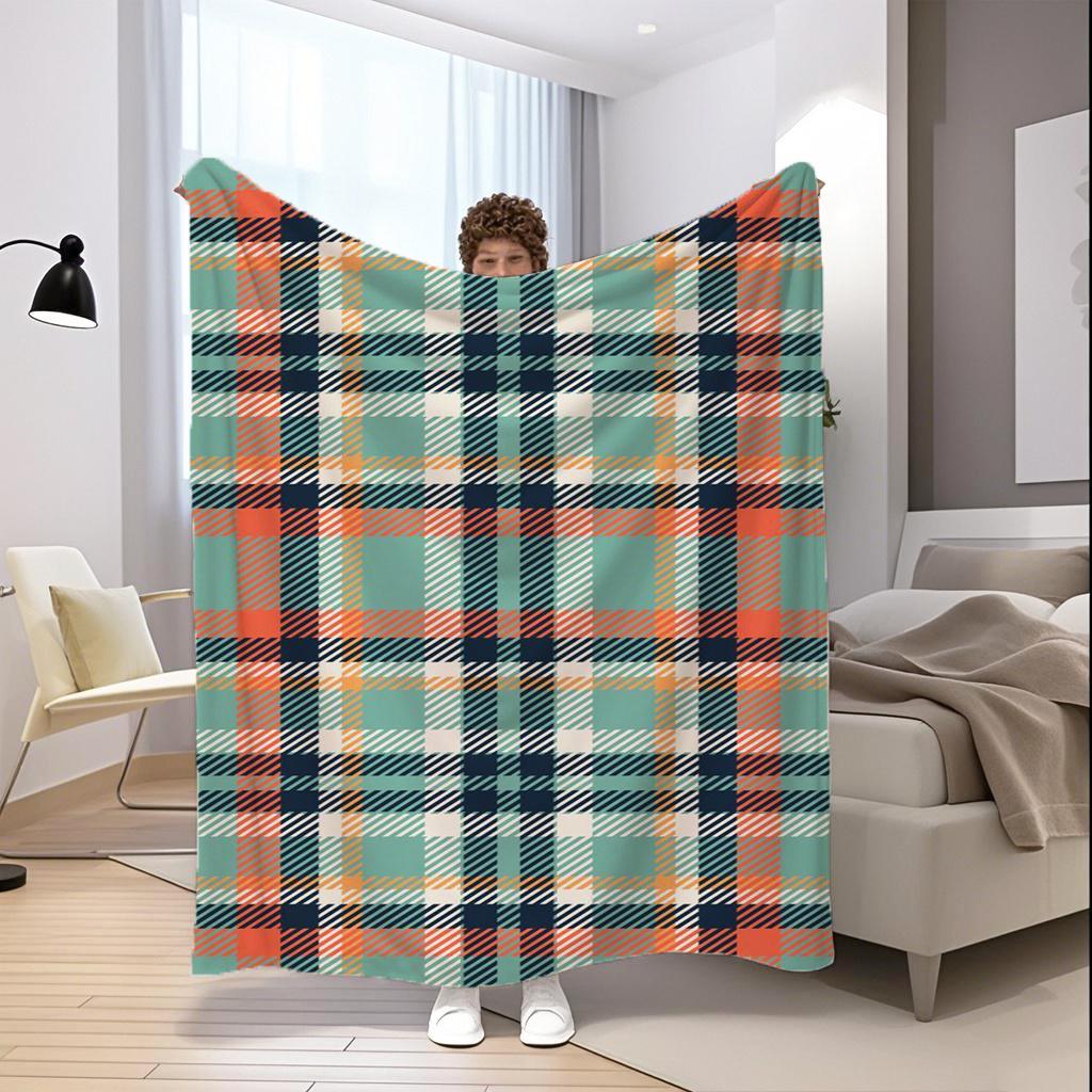 Colorful Checked Blanket Microfiber Flannel Cover Blanket Bedroom Living Room Sofa Soft And Comfortable Home Decoration
