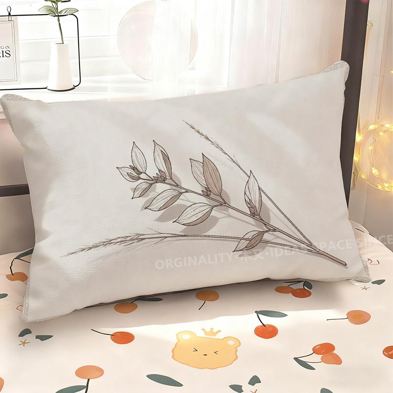 Floral & Grass Patterned Pillowcase Suitable For Sofa Bedroom Car Pillow Cover Cushion Rectangular Back Cushion