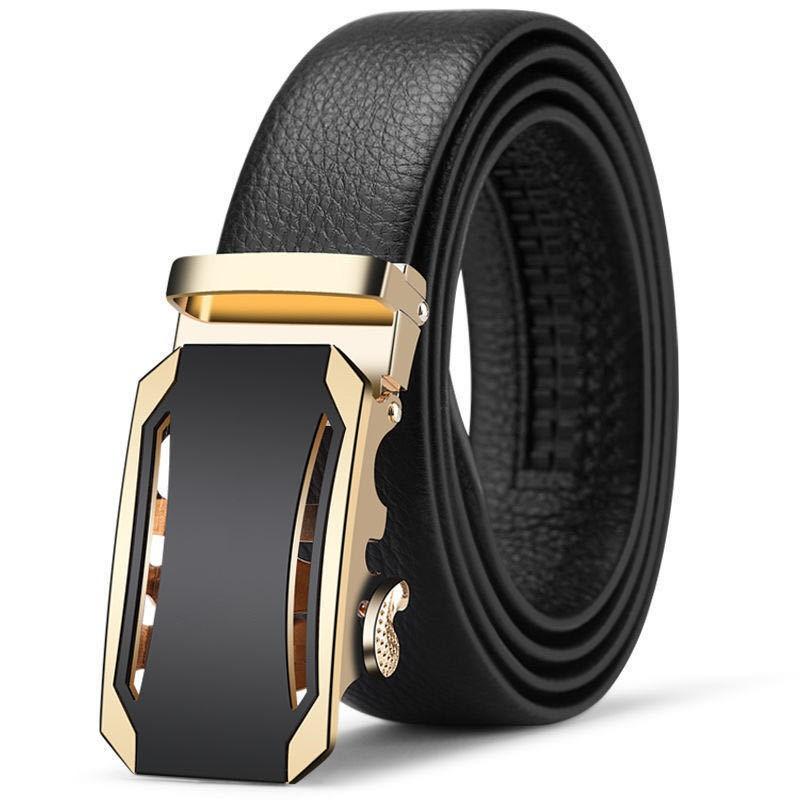 

Men s Belt Genuine Leather Business Automatic Buckle Two-layer Cowhide Trendy Young Men s Trousers Belt