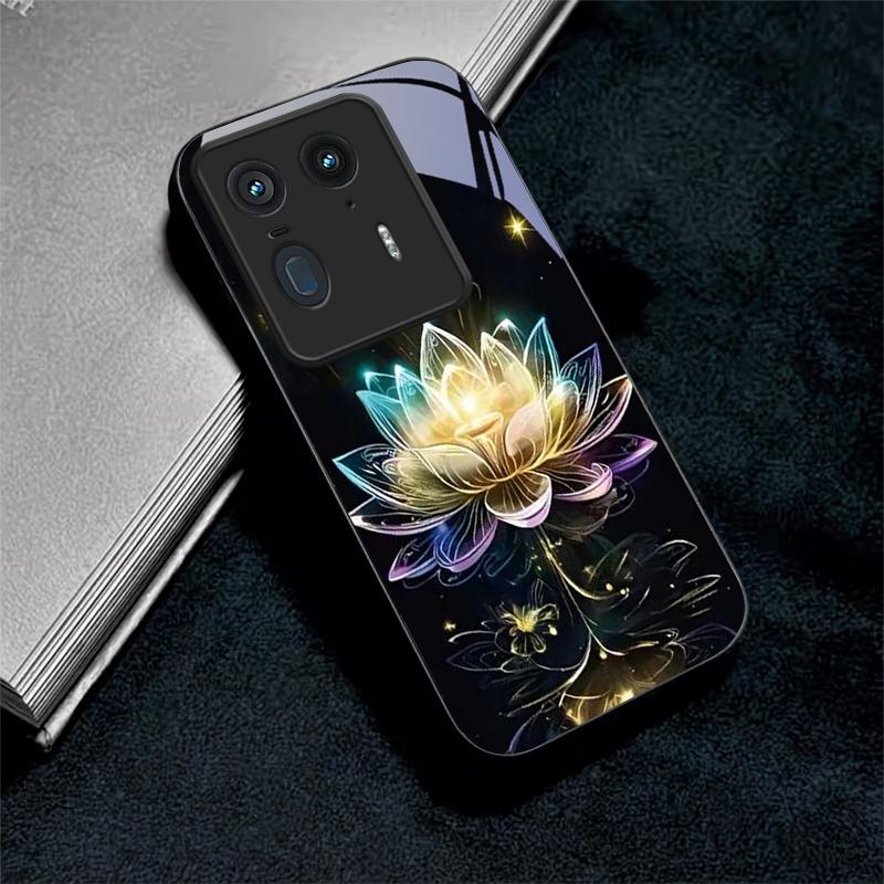 Crystal Lotus Art Black Glass Phone Case For Motorola Moto Edge 70 60 Fusion 50 Ultra 40 Neo 30 Pro 20Lite 60s Neo Black Cover