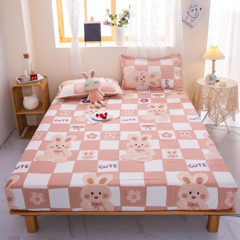 1pc Bed Sheet On Elastic Rainbow Printed Bed Fitted Sheet for Double Bed Single Bed Linen Queen Bottom Sheet(without Pillowcase)