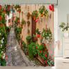3D European Rural Flower Landscape Printing Bathroom Waterproof Shower Curtain Polyester Bath Curtain Home Decoration Curtain