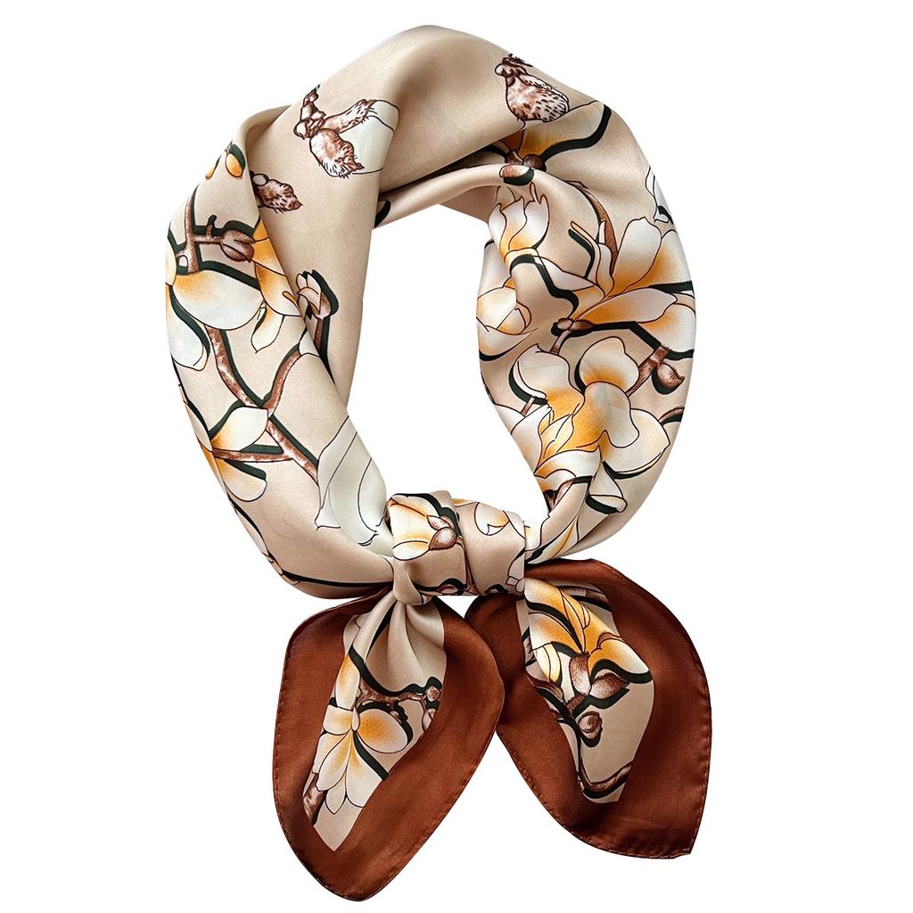2026 Neues Florales Muster Satin Seiden Schal 70cm Kleines Quadratisches Halstuch Damen Vielseitiges Dekoratives Bandana
