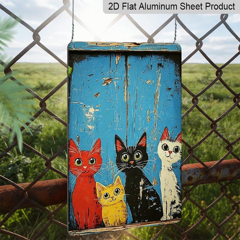2D Flat, Vintage Metal Sign - Odd Cat Art Wall Sign, Rustic Home, Restaurant, Bar, Cafe, Garage Decor - Vintage Wrought Aluminum Wall Hanging, Odd