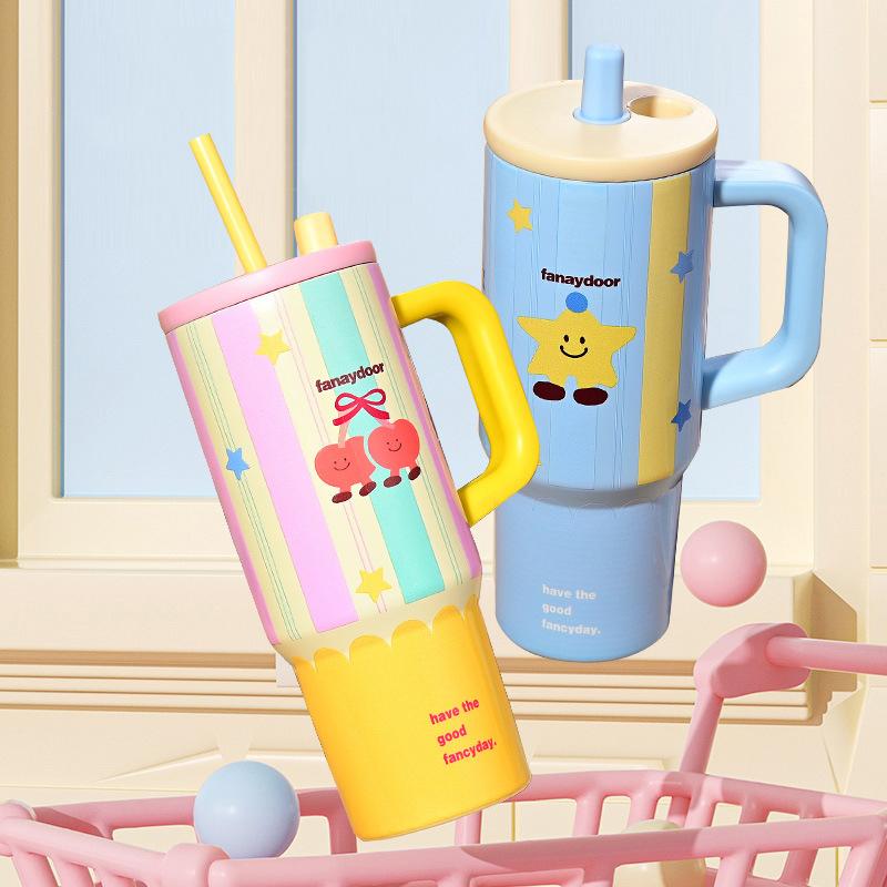 710ML Large Capacity Thermos Bottle With Handle Straw Tumbler Insulated 316 Stainless Steel Keep Cold Hot Big MAC Ice Water Cup